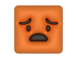 a laranja quadrado com uma triste face png