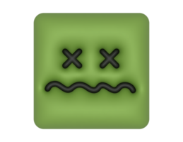 a green square with a frowny face on it png