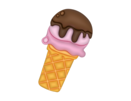 ice cream cone icon, cartoon style, isolated on transparent background png