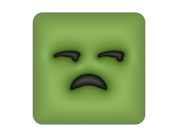 a green emoticon with a sad face png