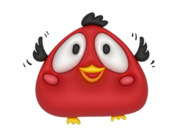 cartoon red bird with big eyes and a big mouth png