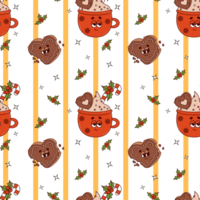 Natal desatado padronizar com personagens copo cacau e Pão de gengibre png