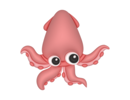 an octopus with big eyes and a pink body png