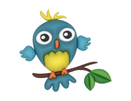 dessin animé oiseau séance sur une branche clipart png