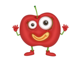 dibujos animados manzana personaje con ojos y manos png