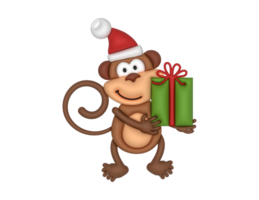 monkey holding christmas gift png