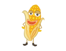 corn cartoon character on transparent background png