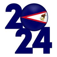 Happy New Year 2024 banner with American Samoa flag inside. Vector illustration.