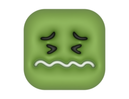 a green square with a sad face icon png