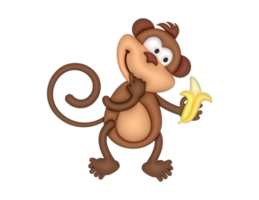 dessin animé singe en portant une banane, png