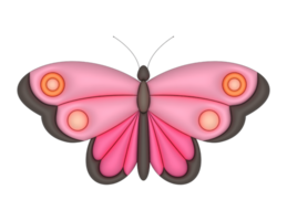pink butterfly icon, cartoon style png