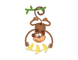 monkey hanging from a tree branch with bananas png