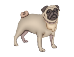 a cartoon pug dog standing on a transparent background png