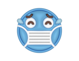 blue face mask icon with eyes and mouth png