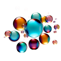 3d render of soap bubbles isolated on translucent background. ai generative png