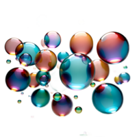 3d render of soap bubbles isolated on translucent background. ai generative png