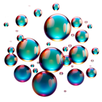 3d hacer de jabón burbujas aislado en translúcido antecedentes. ai generativo png