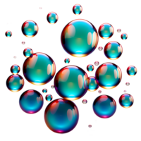 3d render of soap bubbles isolated on translucent background. ai generative png