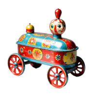illustration of antique tin toy isolated on translucent background. ai generative png