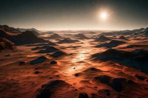 The ice at the poles of Mars looks beautiful when it sparkles in the sun on Mars AI Generated photo