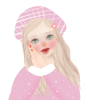 mooi meisje, blond in zoet roze jurk png