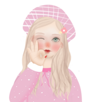 mooi meisje, blond in zoet roze jurk png