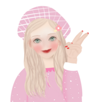 mooi meisje, blond in zoet roze jurk png