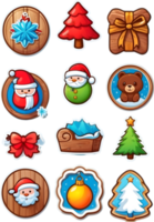 christmas icons set illustration ai generative png