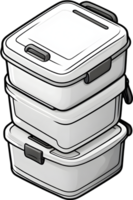 a lunch box with food and fruit on it ai generative png