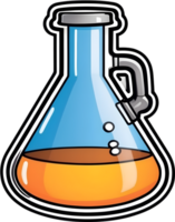 cartoon bottle with liquid in it, png Science Flask ai generative