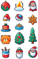 christmas icons set illustration ai generative png