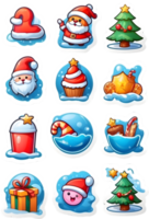 christmas icons set illustration ai generative png