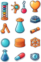 various school supplies icons on ai generative png