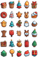 christmas icons set illustration ai generative png