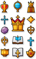 a set of icons with crowns, crowns, and other religious symbols ai generative png