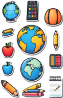 various school supplies icons on ai generative png