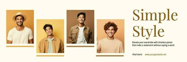 Yellow Men Fashion Simple Style Twitter Header template