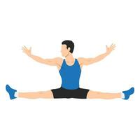 Man doing splits exercise or stretch. vector