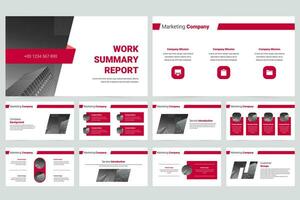 Red modern business work report slide presentation template vector