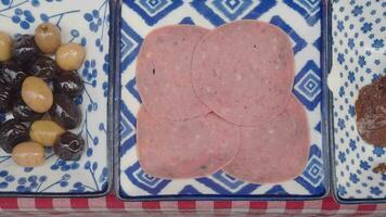 salami sausage cut into thin pieces video
