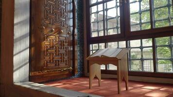 Quran holy book of Islam in mosque, video