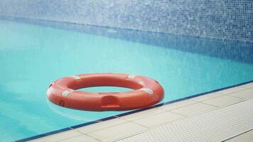 Red life buoy in swimming pool.. Help and support concept. video