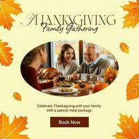 Orange Thanksgiving Restaurant Reservation Instagram Post template