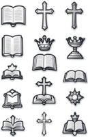 a set of icons with crowns, crowns, and other religious symbols ai generative png