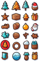 christmas icons set illustration ai generative png