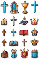 a set of icons with crowns, crowns, and other religious symbols ai generative png