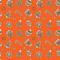 Seamless pattern with festive gingerbread cookies of different shapes vector