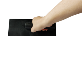 Plastic plastering trowel in man's hand PNG transparent