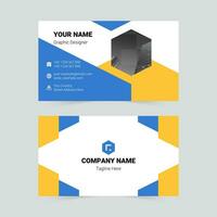 Blue and yellow modern business card vector