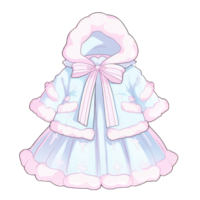 Cute pastel dress with delicate bow and fluffy fur accent, winter outfit, for decoration, scrapbook, and card ,ai generated png